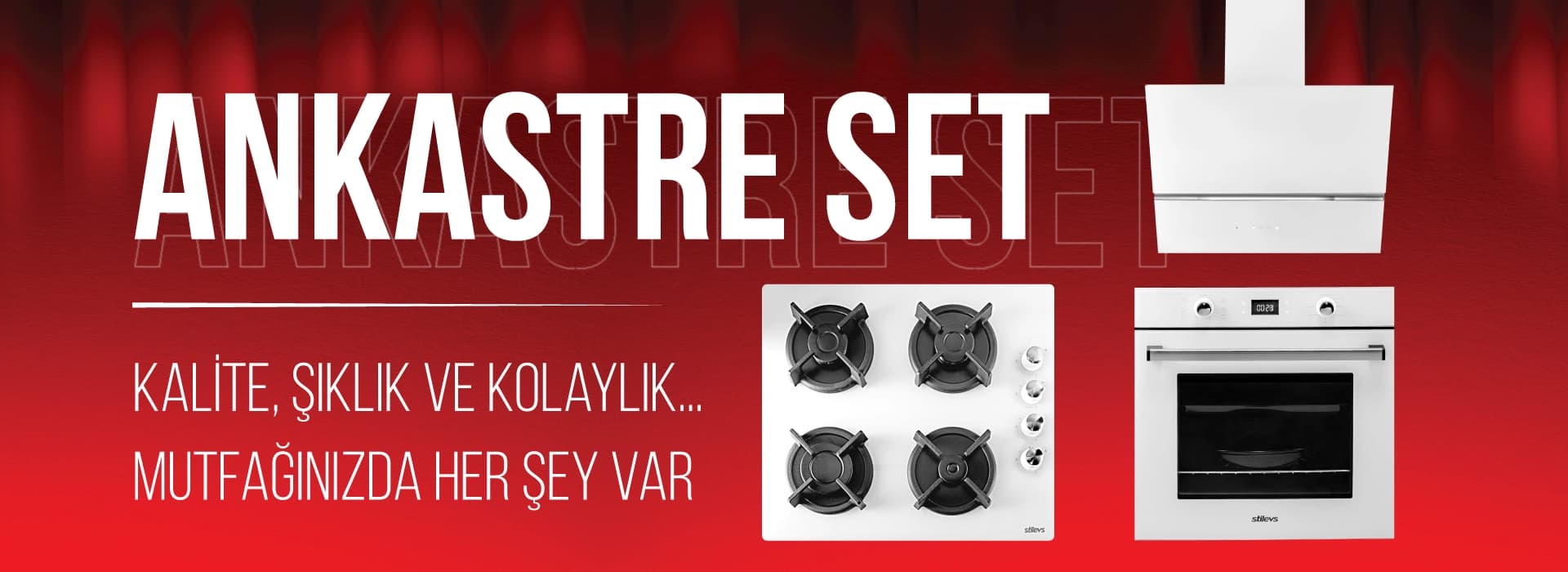 Stilevs Ankastre Set — ocak, fırın ve davlumbaz bir arada